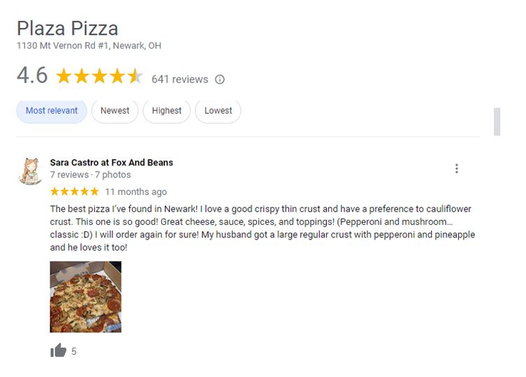 plaza pizza newark reviews